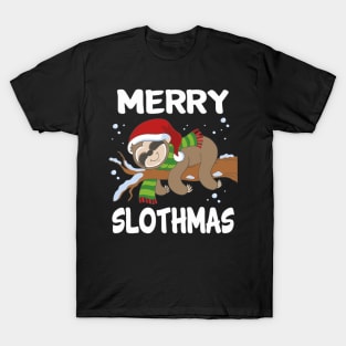 Merry Slothmas Sloth Santa T-Shirt